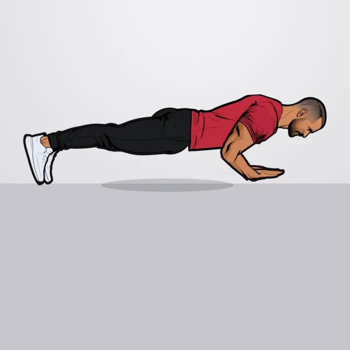 Trainer PT demonstrating the standard push-up